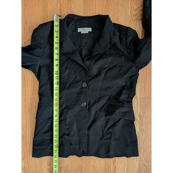 Gucci Uniform Black Wool Double Breasted Blazer Size 46 Pockets Dress - Picture 13 of 13